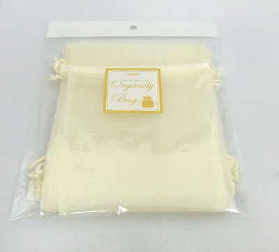 オーガンジーバッグ（オーガンジー袋・巾着袋）【Ｍ】アイボリー　100束1000枚入