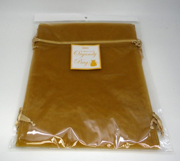 画像1: オーガンジーバッグ（オーガンジー袋・巾着袋）平袋【XLL】ゴールド　1束10枚入 (1)