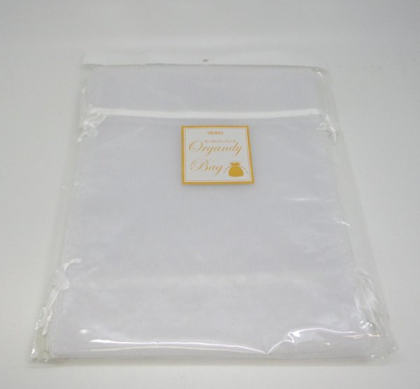 画像1: オーガンジーバッグ（オーガンジー袋・巾着袋） 平袋【ホワイト XLL】10束100枚入 (1)