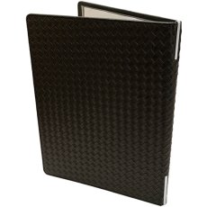 画像1: メニューブック 4P 本革風 (黒) No.46244 (1)