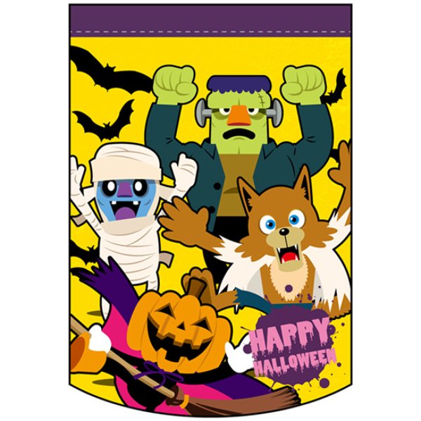 画像1: 変型タペストリー (円カット) HAPPY HALLOWEEN ハッピーハロウィン キャラ No.40139 (1)