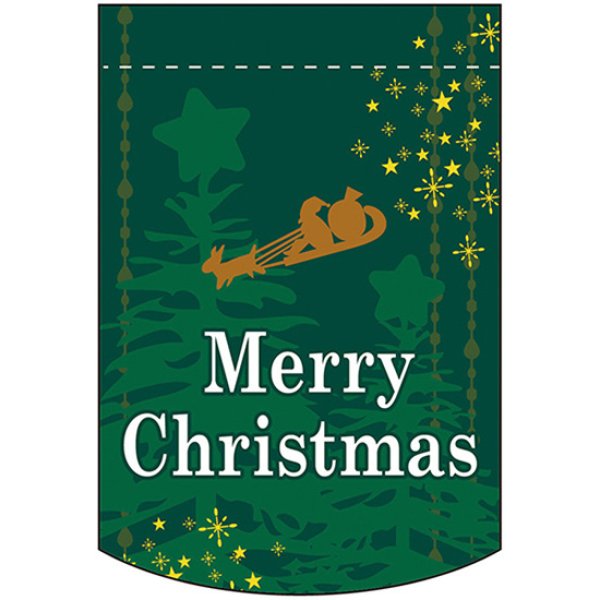画像1: 変型タペストリー (円カット) Merry Christmas メリークリスマス (緑) No.5872 (1)