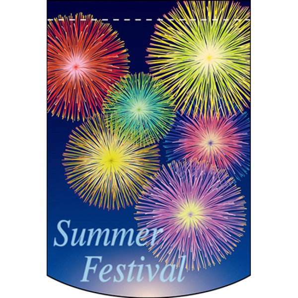 画像1: 変型タペストリー (円カット) Summer Festival サマーフェスティバル 花火 No.61082 (1)