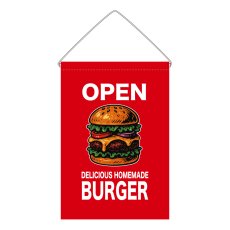 画像1: 吊下旗 OPEN BURGER(赤) (1)