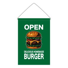画像1: 吊下旗 OPEN BURGER(緑) (1)
