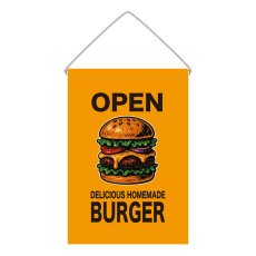 画像1: 吊下旗 OPEN BURGER(黄) (1)