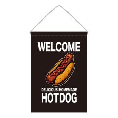画像1: 吊下旗 WELCOME HOTDOG(黒) (1)