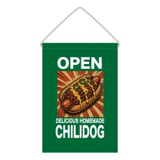 画像1: 吊下旗 OPEN CHILIDOG(緑) (1)