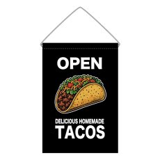 画像1: 吊下旗 OPEN TACOS(黒) (1)