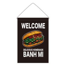 画像1: 吊下旗 WELCOME BANH MI(黒) (1)