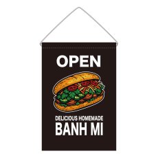 画像1: 吊下旗 OPEN BANH MI(黒) (1)
