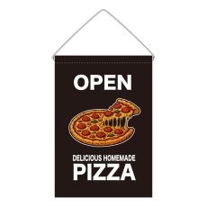 画像1: 吊下旗 OPEN PIZZA(黒) (1)