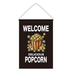 画像1: 吊下旗 WELCOME POPCORN(黒) (1)