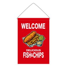 画像1: 吊下旗 WELCOME FISH&CHIPS(赤) (1)