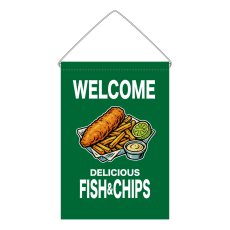 画像1: 吊下旗 WELCOME FISH&CHIPS(緑) (1)