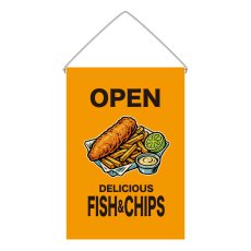 画像1: 吊下旗 OPEN FISH&CHIPS(黄) (1)