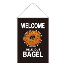 画像1: 吊下旗 WELCOME BAGEL(黒) (1)