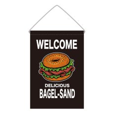 画像1: 吊下旗 WELCOME BAGEL-SAND(黒) (1)