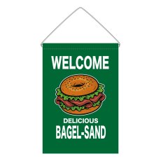 画像1: 吊下旗 WELCOME BAGEL-SAND(緑) (1)