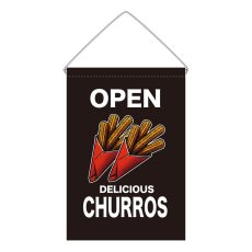 画像1: 吊下旗 OPEN CHURROS(黒) (1)