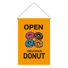画像1: 吊下旗 OPEN DONUT(黄) (1)