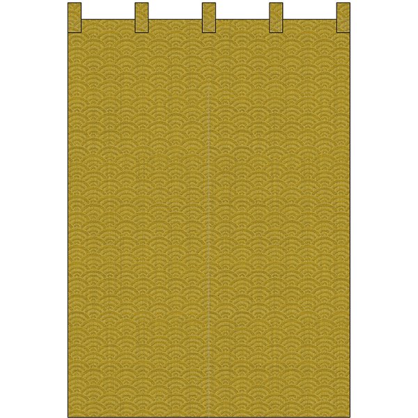 画像1: のれん 半間 暖簾 ポリエステルカツラギ 青海波 織物風 からし No.42301 (1)