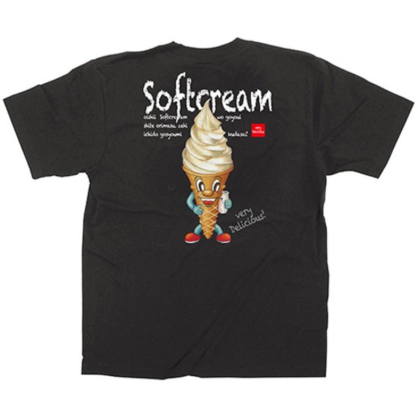 画像1: 黒Tシャツ XLサイズ ソフトクリーム キャラ No.64171 (1)