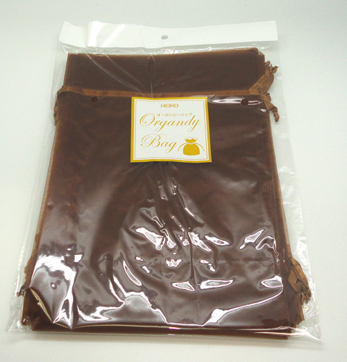 【廃盤の為品薄】オーガンジーバッグ（オーガンジー袋・巾着袋）平袋【LL】チョコレートブラウン　1束10枚入