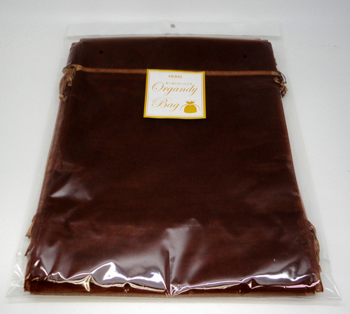 オーガンジーバッグ（オーガンジー袋・巾着袋）平袋【XLL】チョコレートブラウン　1束10枚入