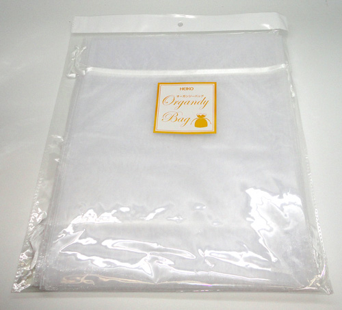 オーガンジーバッグ（オーガンジー袋・巾着袋） 平袋【ホワイト XL】10束100枚入