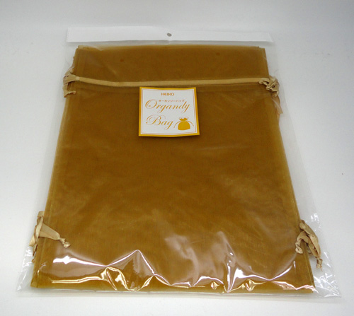 オーガンジーバッグ（オーガンジー袋・巾着袋）平袋【XLL】ゴールド　10束100枚入