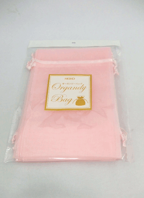 オーガンジーバッグ（オーガンジー袋・巾着袋）【Ｌ】ピンク 10束100枚入